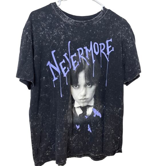 Wednesday Nevermore Grunge Goth Tee T-Shirt Womens XL - Picture 1 of 3